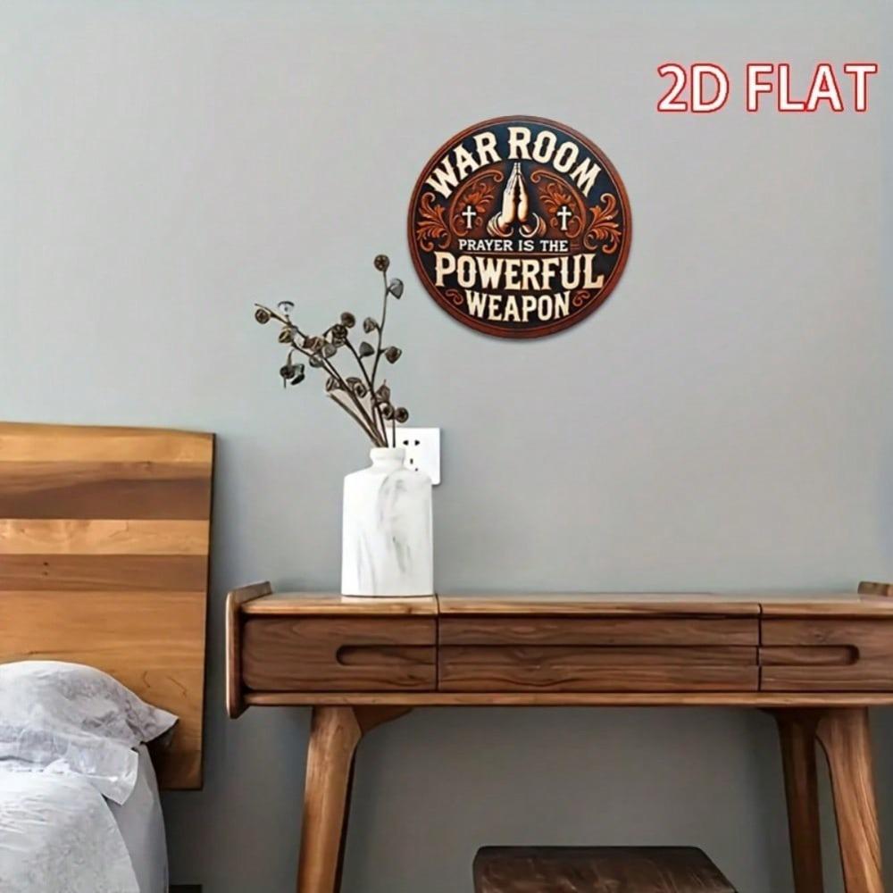 Flacher Druck Runde Religiöse Gebetsthema Eisen Wandkunst 20x20cm Dekoration für Wohnzimmer Schlafzimmer Büro Café