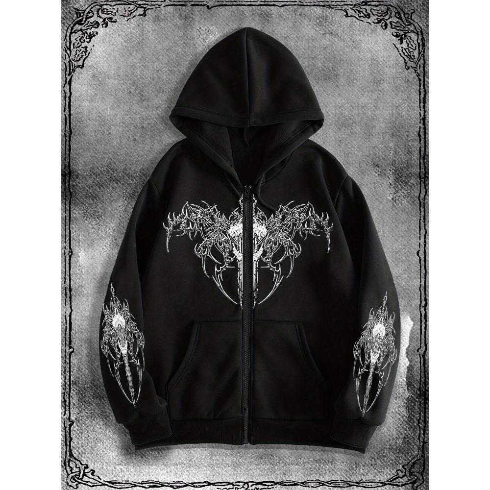 

Модна оригінальна толстовка на блискавці з темною тематикою, ідеальна для повсякденних випадків і стильний вибір для стріт-моди XL