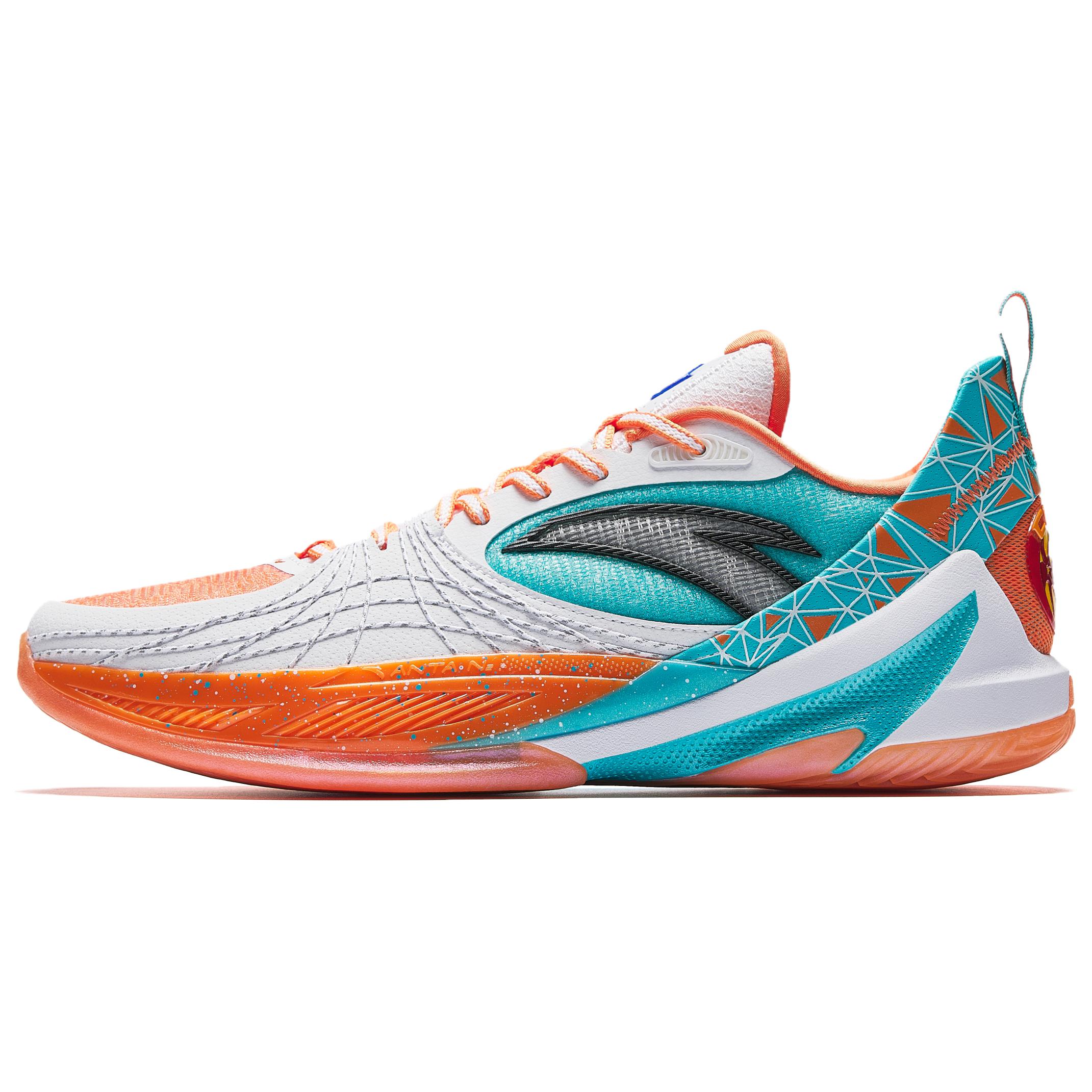 

new ANTA Speed Decision 6 Basketball Shoes Men s Low top Pure White/Fluorescent Bright Orange/Fluorescent Neon Blue 43