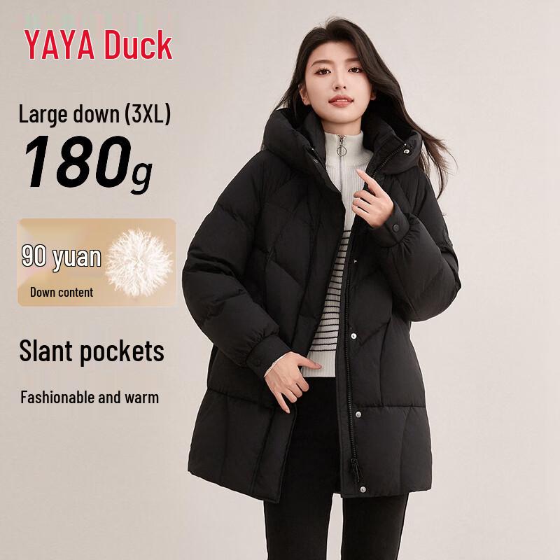 Yaya Damen 2025 Winter Mittellange Kapuzen-Daunenjacke