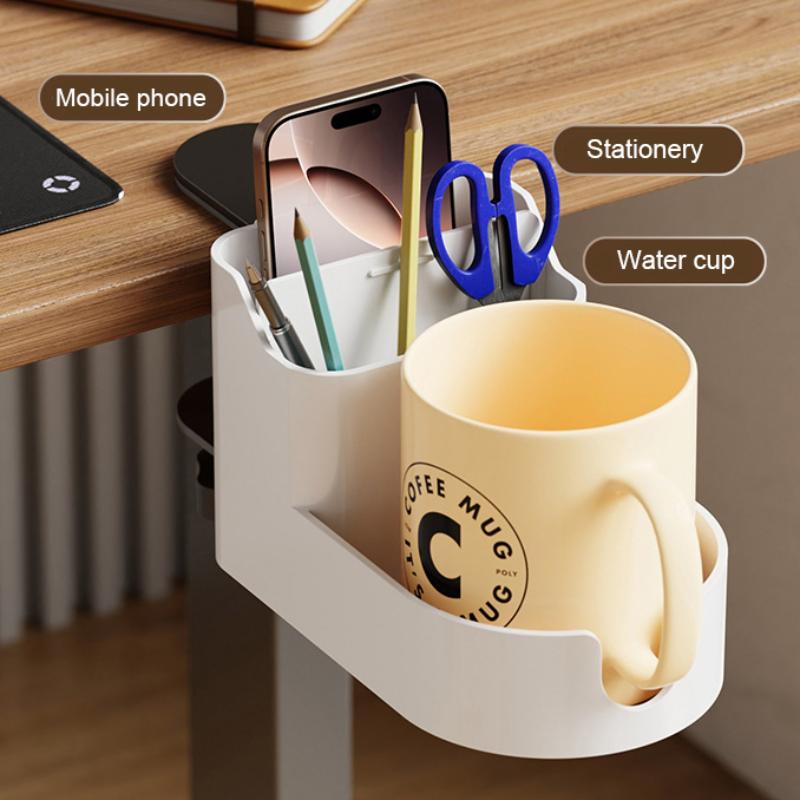 Creative Desktop Organizer With Phone Storage Water Cup Holder Clamp On Design For Home Office Desk Accessories Space Saving