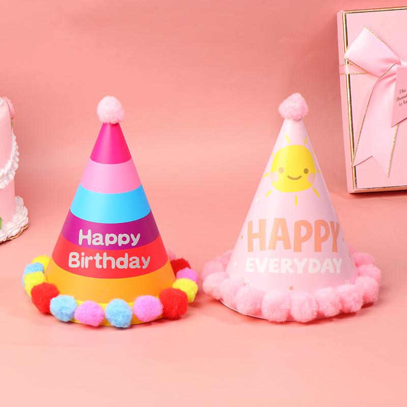 10Pcs/Bag Happy Birthday Party Hats Rainbow Diy Handmade Cap Crown Baby Shower Decoration Boy Girl Birthday Party Photo Props