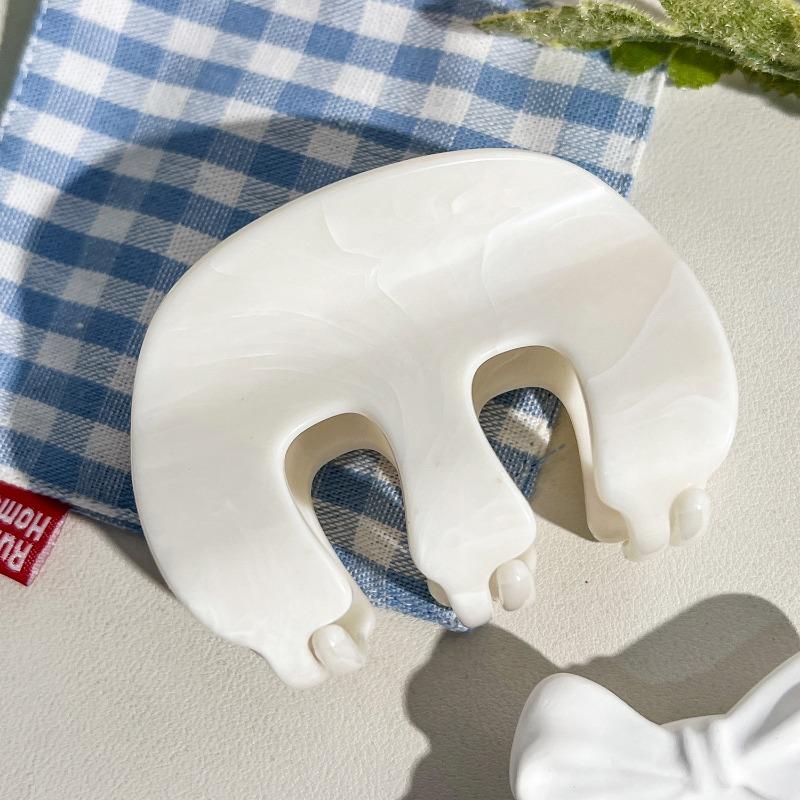 M-shaped Pumpkin Claw Clip High-end Marble Ponytail Hair Clip Back of The Head Updo Shark Clip Hair Accessory