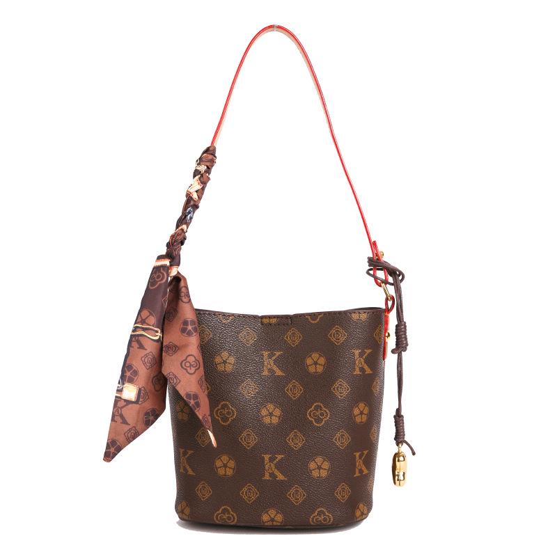 2025 Retro Print Large Capacity Crossbody Bucket Handbag