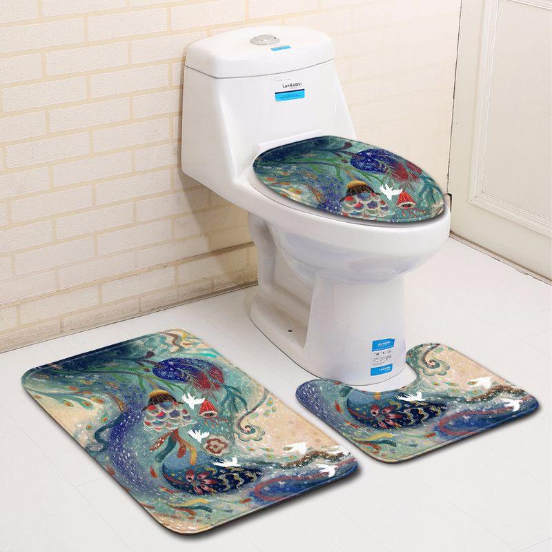 3D Painted Bathroom Toilet Three-Piece Floor Mat Door Mat Bathroom Carpet