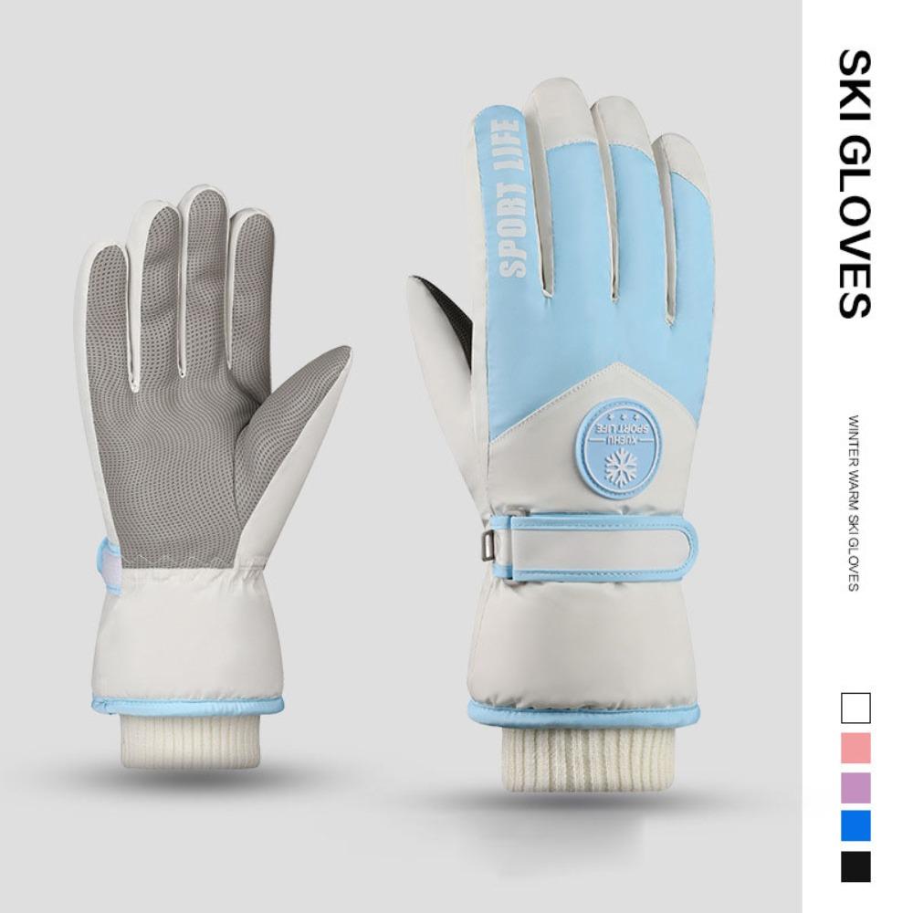 

Full Finger Skiing Gloves Riding Motorcycle Gloves Non-slip Winter Warm Gloves Protective Gears Women Blue