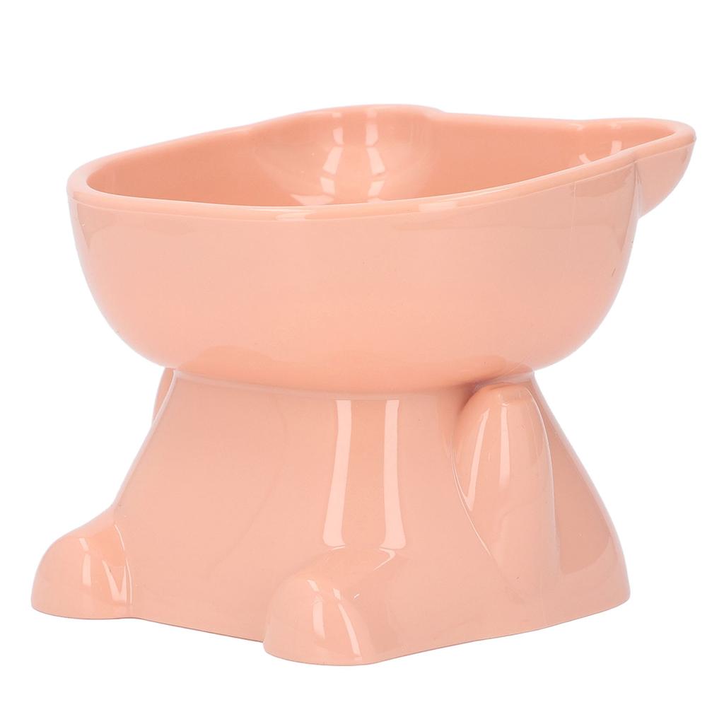 Raised Pet Bowl Prevent Tipping Cartoon Shape Plastic Elevated Cat Bowl for Water Food Pink