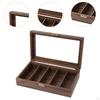 Eyeglass Display Box Eyewear Holder PU Leather Glass Lid Wood Eyeglasses Storage Glasses