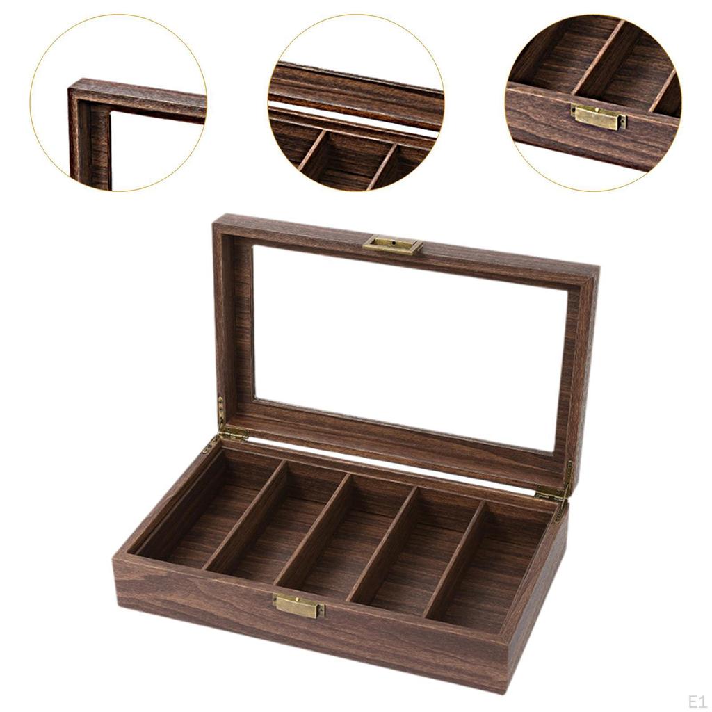 Eyeglass Display Box Eyewear Holder PU Leather Glass Lid Wood Eyeglasses Storage Glasses