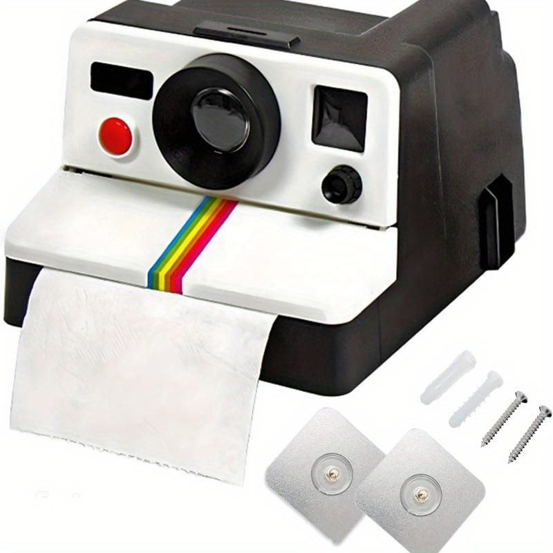 

Держатель для туалетной бумаги в стиле ретро с камерой без гвоздей и винтов, забавная креативная подставка для туалетной бумаги для украшения ванной комнаты дома или подарка белый