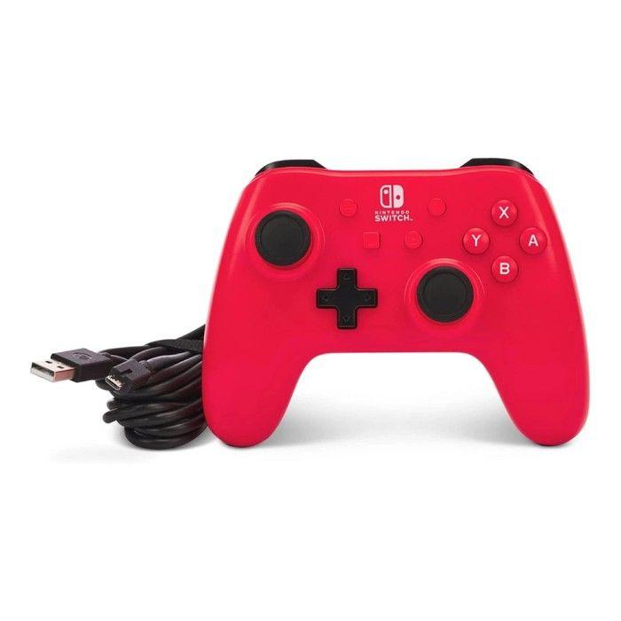 Manette filaire pour nintendo switch - powera - manette filaire - raspberry red - filaire - rouge - gamepad