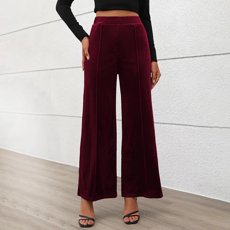 YYFS Women's Fashion Casual Solid Color Print High Waist Trousers Pants & Capris