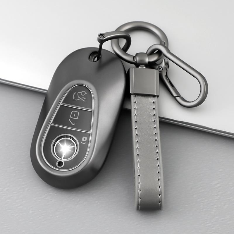 Voor Mercedes Benz Sleuteletui C24 C260L C200L Nieuwe S400 Maybach Eqe Glc Titanium Grijs Hoesje Met Gesp gray