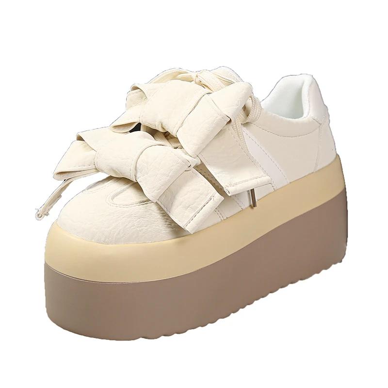 Plattform Rosett Damskor Nya Sneakers Casual Sommarsandaler Mode Snörning Promenad Dam Loafers Zapatillas Mujer
