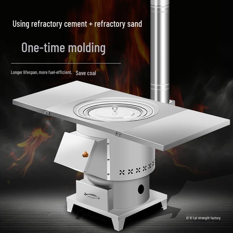 Dual-Use Indoor Wood & Coal Stove with Gasification – Smokeless Winter Heating Solution Camping Stove
