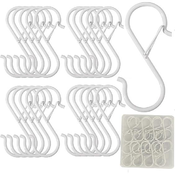 30 Pcs S Shaped Hooks, 3.5 Inch Silver Metal Hanging Hangers for Closet, Kitchen Utensils, Pots, Plants, and Bags, with PP Storage Box