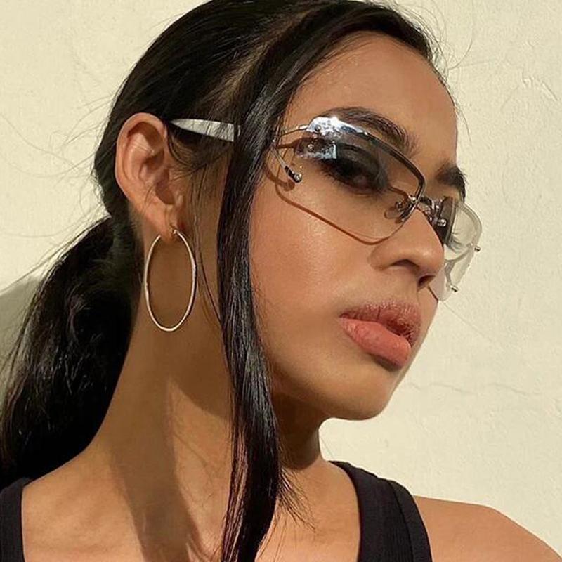 Wrap Around Y2K Sunglasses for Women Men Shield Flat Top Sunglasses Futuristic Frameless Gradient Lens Sun Glasses Eyewear