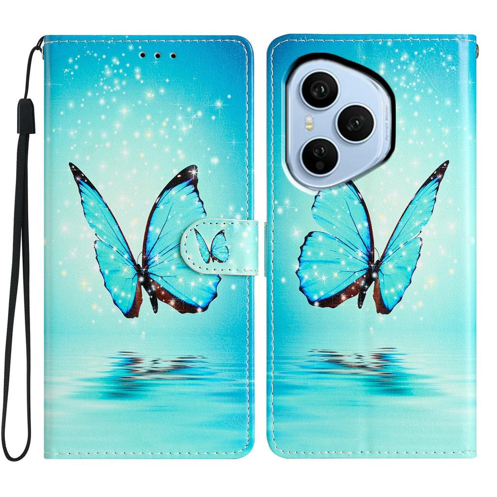 Pour Honor 400 Pro 5G (Global) Étui Portefeuille en Cuir PU avec Impression de Motifs, Support, Housse de Téléphone avec Lanière