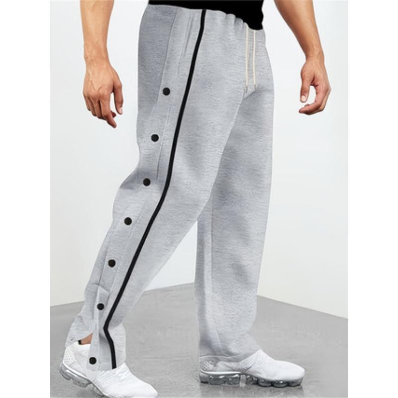 

Autumn New Fashion Men s Casual Sports Buttoned Pants Straight Drawstring Trousers S сірий колір