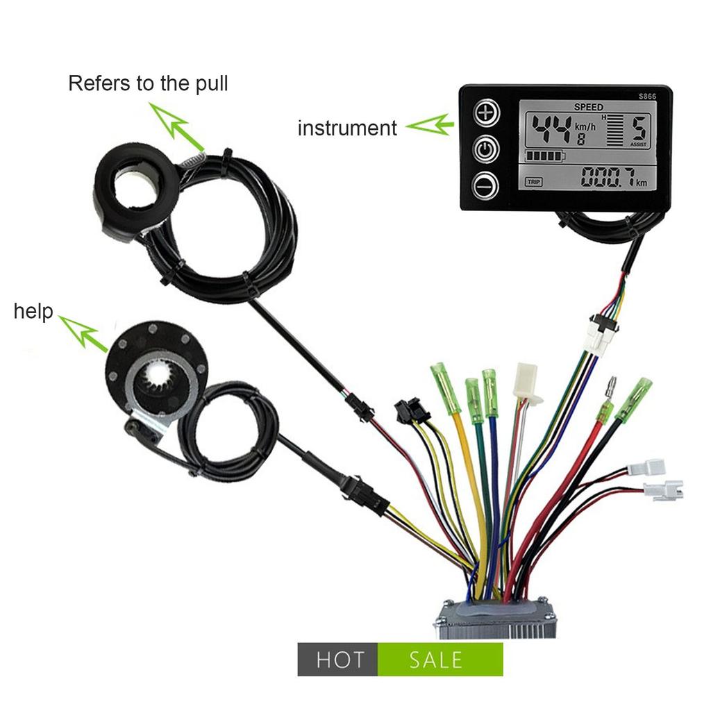 Controler de motor pentru bicicletă electrică 22A Controler comun 36V 48V cu panou LCD S866 Accelerație mare pentru motor de 500W