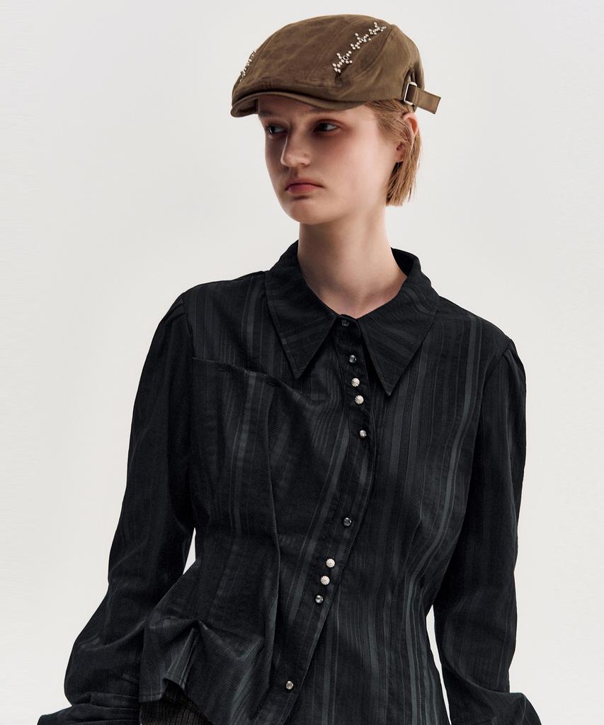 Kimjisu Studded Suede Hunting Cap _ Brown