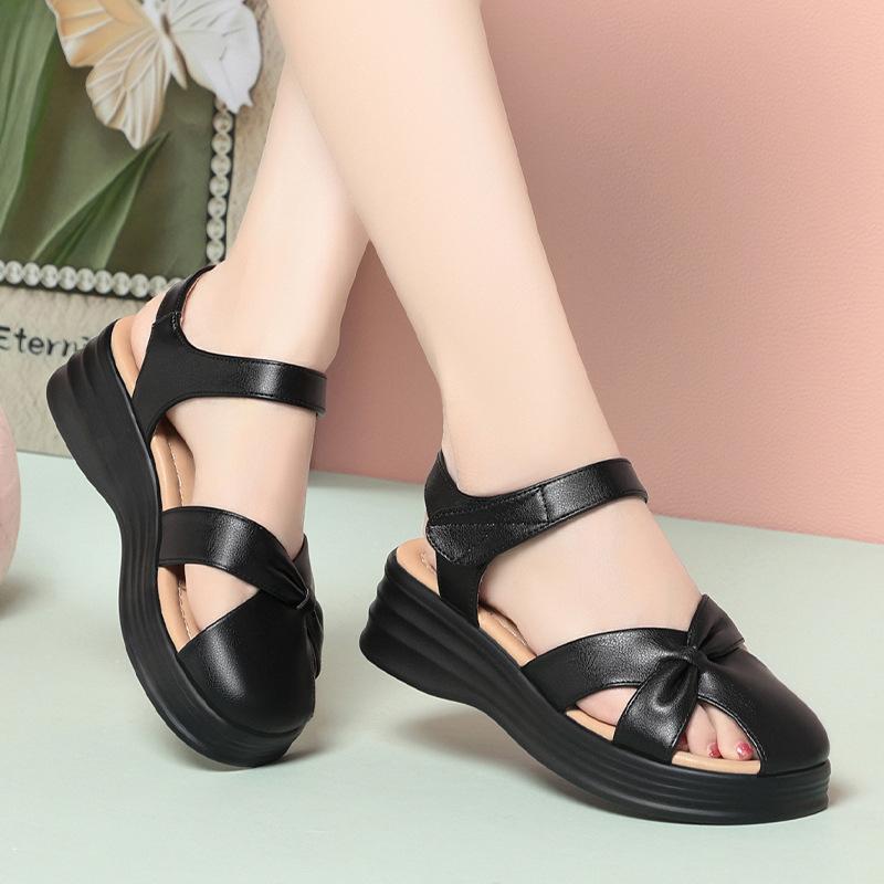 

Модная летняя женская обувь на толстой подошве из мягкой кожи, удобная пляжная обувь, женские сандалии на мягкой подошве, легкие 36