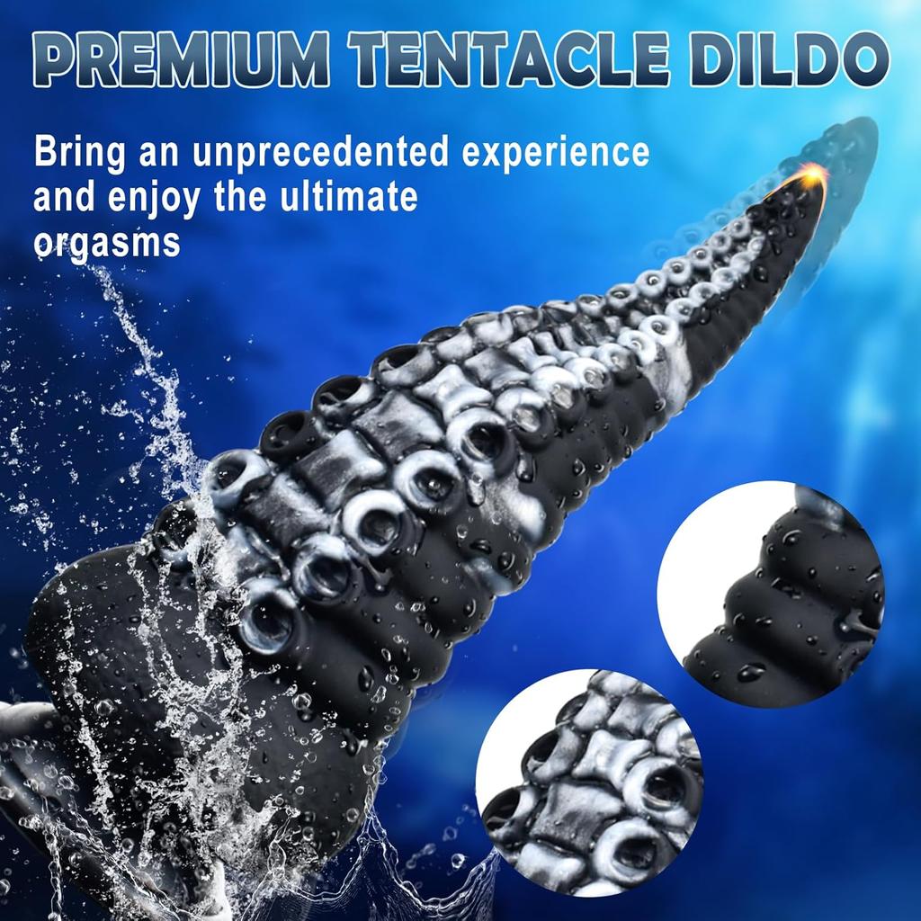 Riesiger dicker Tentakeldildo, großer Monsterdildo, großer schwarzer Dildo mit starken Saugnäpfen, konischer Analdildo aus Silikon, Produkte für Erwachsene