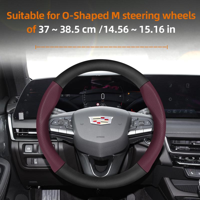 Suitable for Cadillac Breathable Hole Leather Matte Carbon Fiber Texture Steering Wheel Cover Suitable for Cts 2013 Ct4 Carbon Interior Ct5 Xt5 Xt4 X