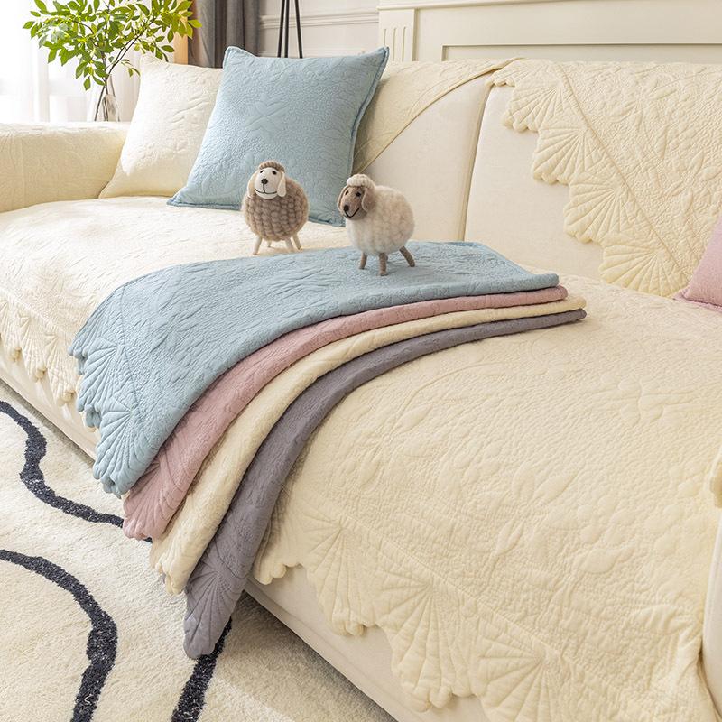 Cotton Sofa Cushion, Universal In All Seasons, Cream Wind Fabric, Non-Slip Modern Pure Cotton Cover, Quilted Seat Cushion,