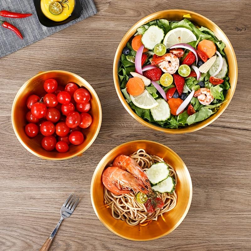 3pcs Stainless Steel Salad Basin, Golden Bowl Cooking Basin Mixing Bowl Baking Special Basin Kitchen and Noodle Basin Salad Bowl