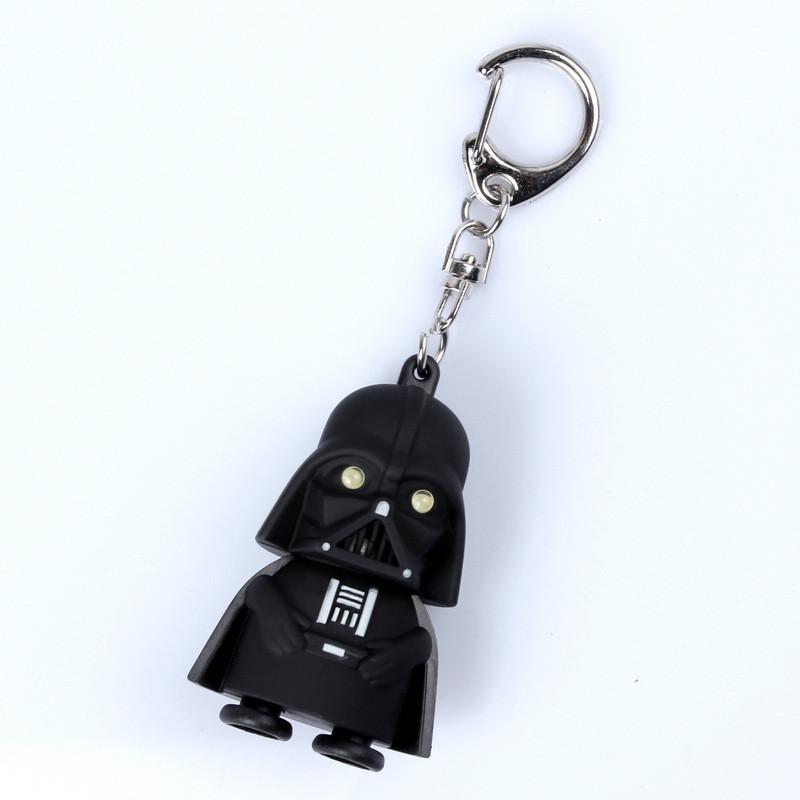 Cute Cartoon Black Warrior Led Light Sound Keychain Kids Flashlight Bag Pendant Accessory