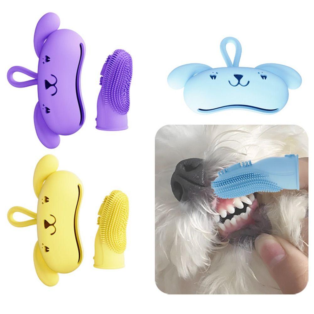 Double-sided Dog Finger Toothbrush Soft Silicone Pet Teeth Cleaning Tool Cat Toothbrush  Cats