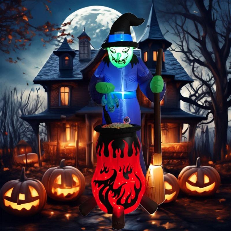 Inflatable Toy Evil Witzard Halloween Inflatable Model Luminous Inflatable Model Halloween Atmosphere Decoration Model