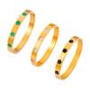 Elegant Gold-Plated Titanium Steel Bracelet with White Shell Flower and Geometric Acrylic Inlay