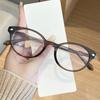 Retro and Minimalist Oval Eyeglass for Men and Women Frame Fashion Trendy Anti Blue Light Glasses Reading Eyewear Transparent Lenses