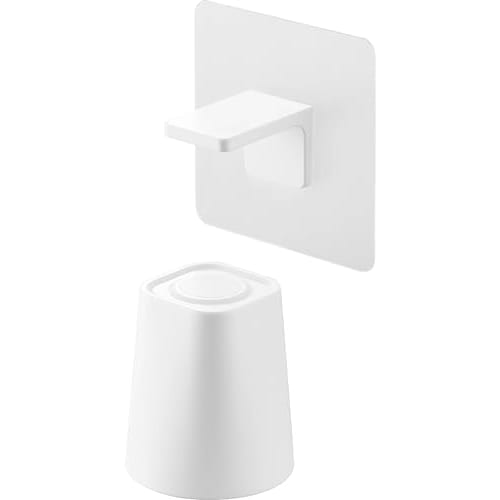 Yamazaki Tower Floating Storage Cup, Mini, Film Hook, Magnetic Mouthwash Tumbler, White, 5cm W X 5cm D X 5.5cm H, 10131