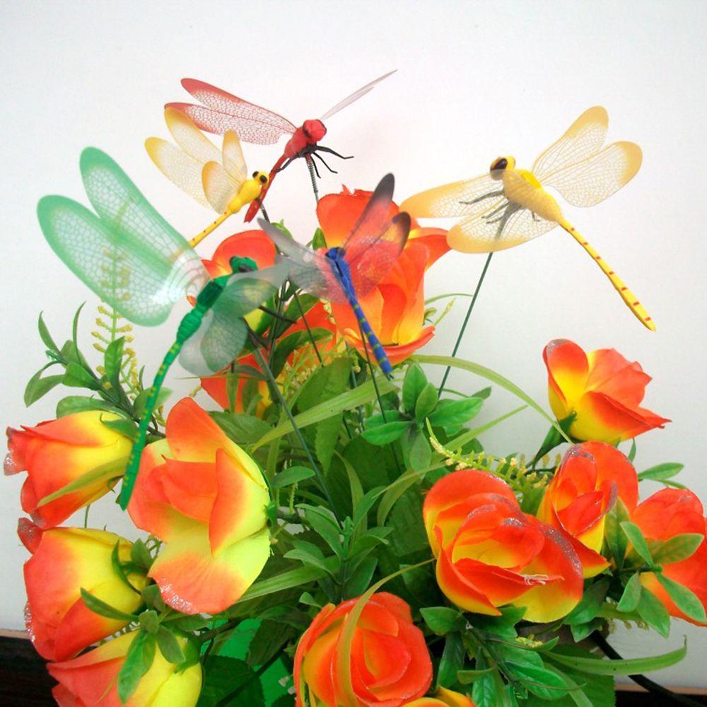 5/10PCS Creative Lawn Ornament Yard Artificial Dragonfly With Stem Thin Stick Simulation Butterfly