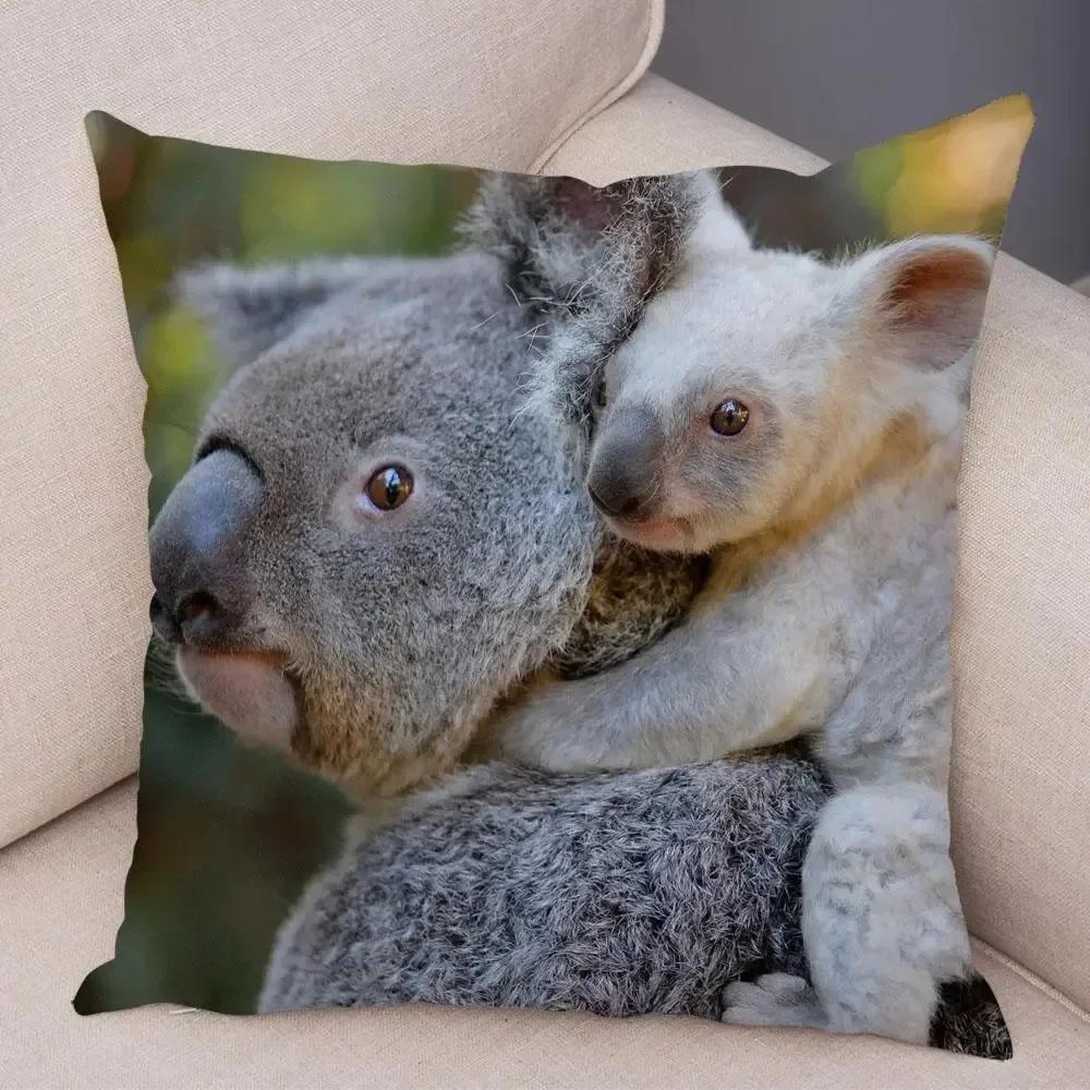Cute Australian Koala Pillowcase Modern Home Bedroom Living Room Sofa Cushion Cover X Peach Skin Pillowcase