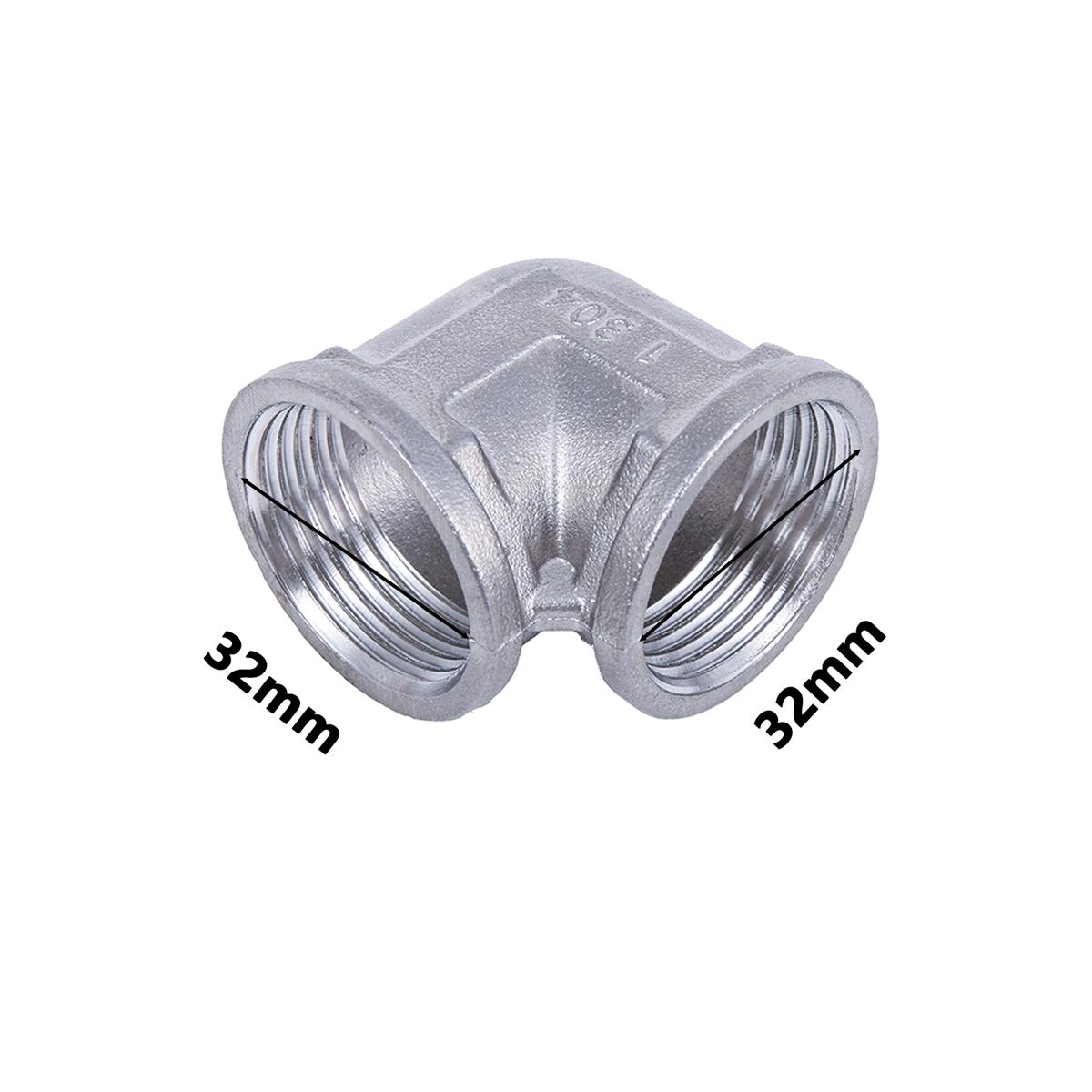 

1Pc Stainless Steel Double Threaded Elbow Connector 1 (32mm) Female Thread BSP 90 Degree Joint Garden Irrigation Pipe Fittings 1