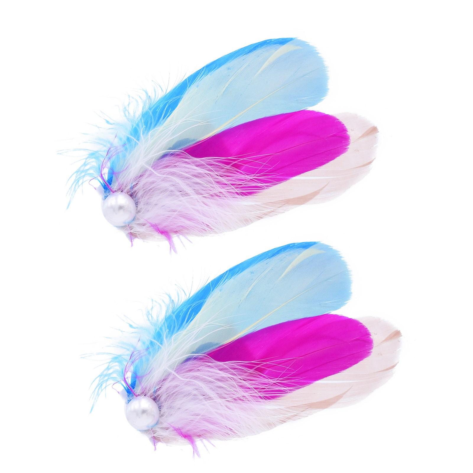 

2PCS Faux Pearls Feathered Hair Clip Side Hair Pin for Stage Performances and Wedding Party Dressingup Head Accessory 2