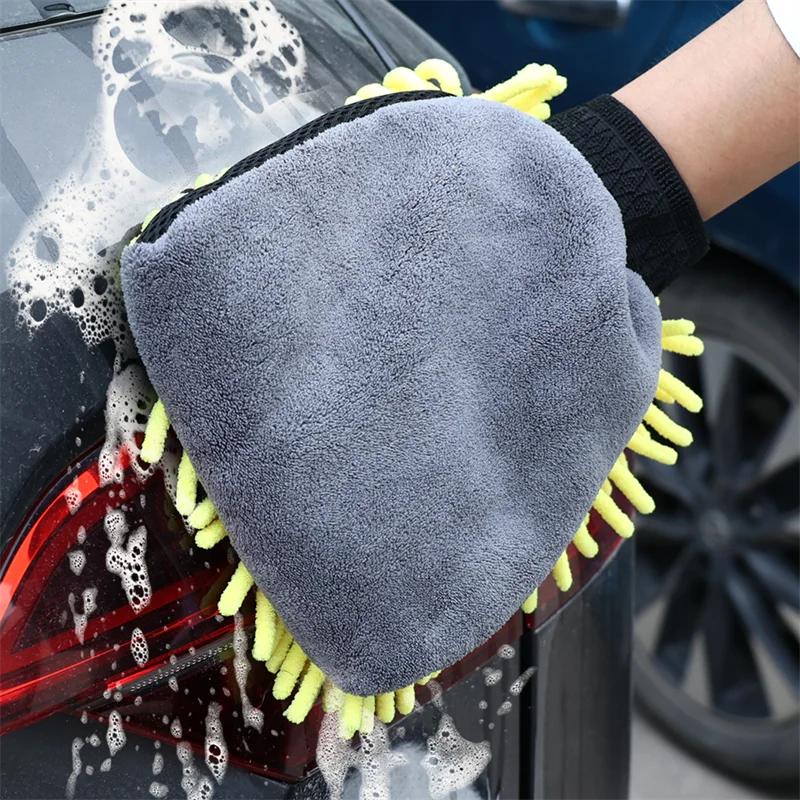 1 Stück Autowaschhandschuhe Wasserdichte Mikrofaser-Chenille-Handschuhe Auto-Reinigungshandschuh Detailbürste Autopflege Beidseitiger Handschuh