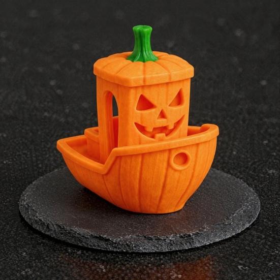 Atmospheric Holiday Props 3D Printed Halloween Boat Figurine, Spooky Ghost Pumpkin Home Accents Ship Statue for Party Tabletop Decor Festive