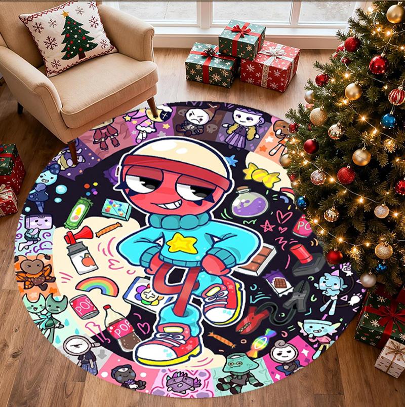 Dandy's World Pattern Round Rug, Indoor/Outdoor Mat, for Picnic, Gameroom, Bedroom, Office, Living Room, Home Decor Carpet, Birthday Gift
