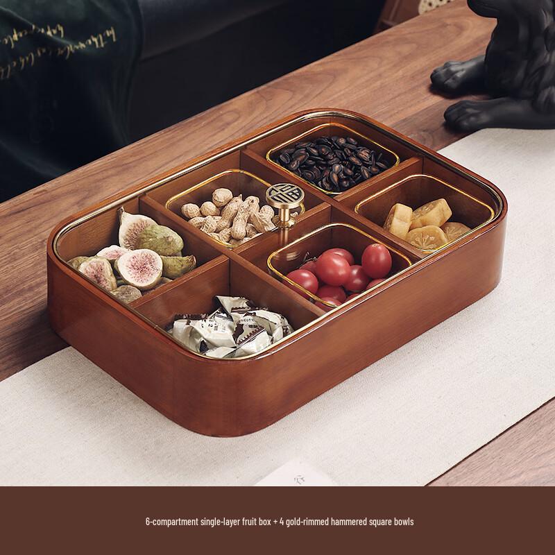 Naijiang New Chinese Style Solid Wood Covered Snack & Fruit Tray