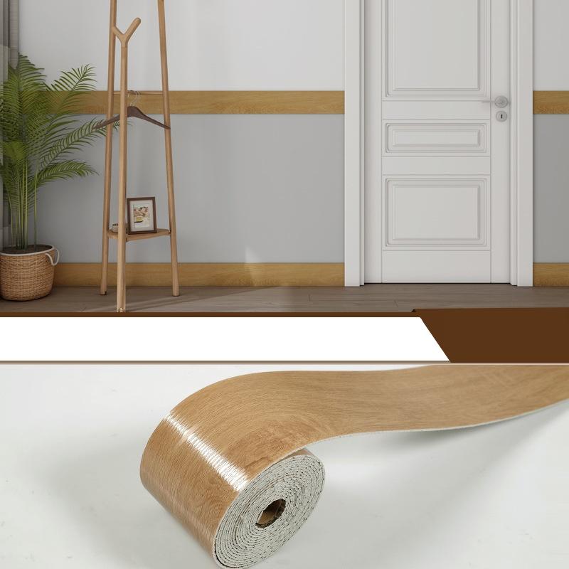 1PC 5mX10cm Self-adhesive Border Floor Stickers for Living Room Skirting Line Waterproof Waist Line Wallpaper