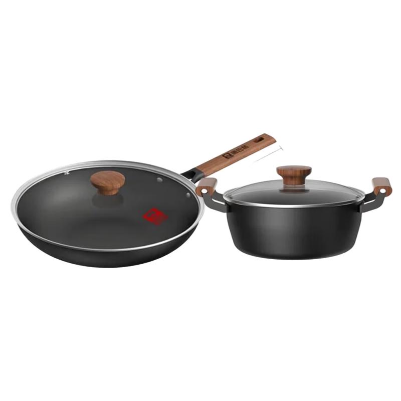 Kumbach Titanium Non-Stick Wok & Soup Pot 2-Piece Set