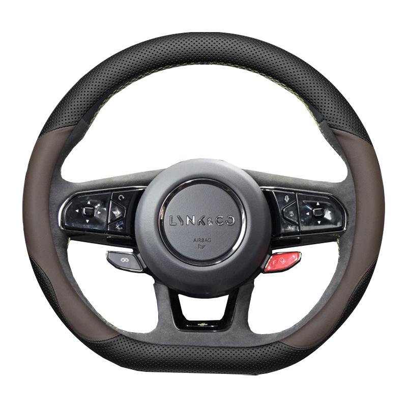 Car Steering Wheel Cover Wrap for LYNK&CO 01 02 03 Hatchback 05 EMP 06 09 PHEV D Type Steering-Wheel