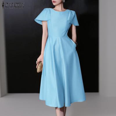 Women Casual Round Neck Summer Short Sleeve Dress