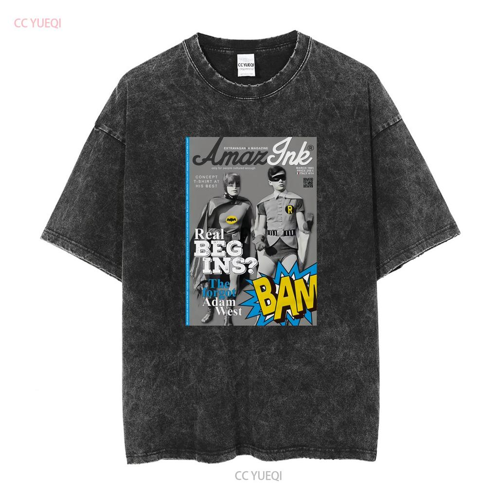 T Shirt Véritable Begins Robin Chauve Souris Adam West Gotham long or short sleeves vintage Washed Casual Slightly Soft