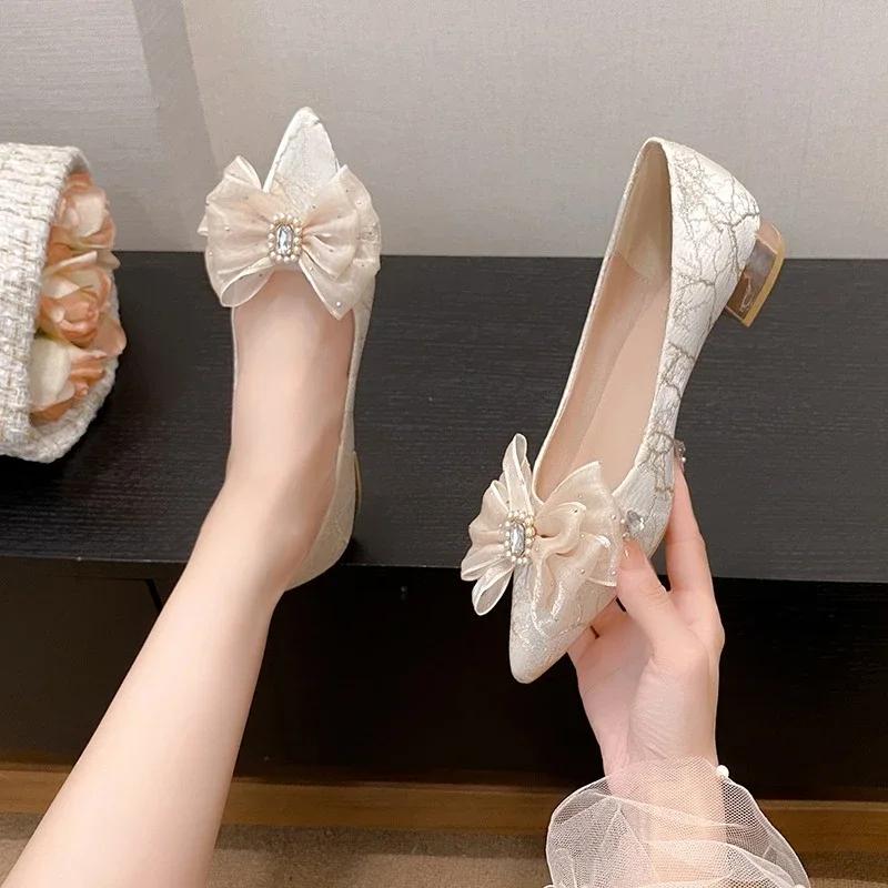 Fashion Spring and Autumn Versatile French 2025 High Heels Temperament Soft Sole Shallow Mouth Pointed Toe Stiletto Women's Single Shoes